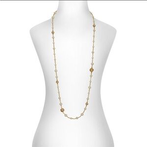 Lisa Freede Pearls and CZ Disco Balls Long Necklace